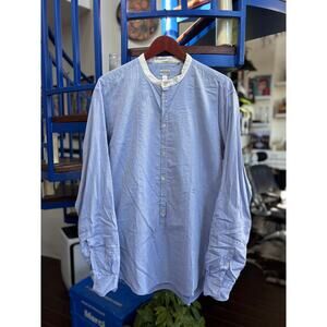 Massimo Alba Made in Italy Blue Band Collar Shirt Size XL